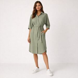 LULULEMON NWT Perfectly Poised Dress Gray Women’s Size 8 Belted Collared